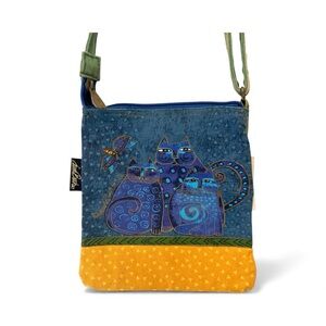 Vintage Y2K Laurel Burch Colorful Cat Crossbody Bag